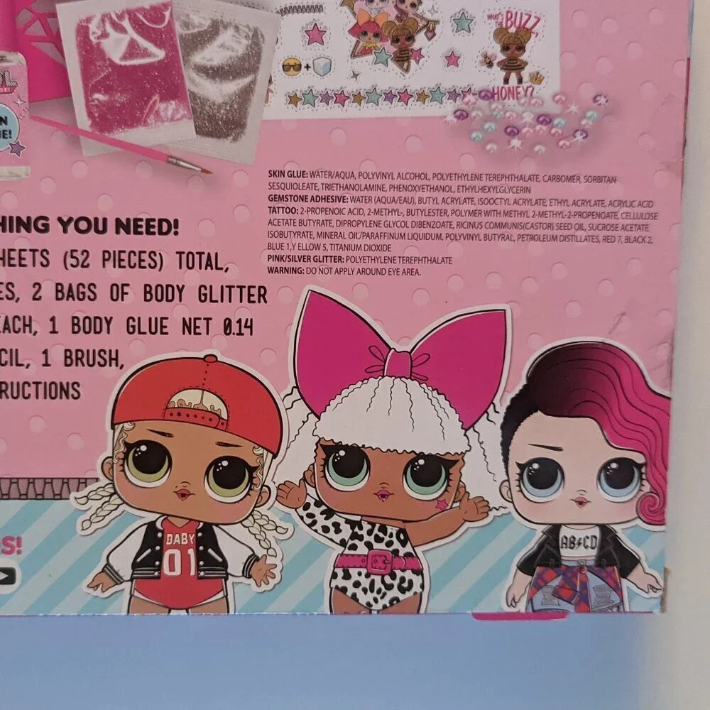 NWT LOL Surprise! Glitter Body Art Pink L.O.L. Dolls Crafts Tattoos Easter Kids